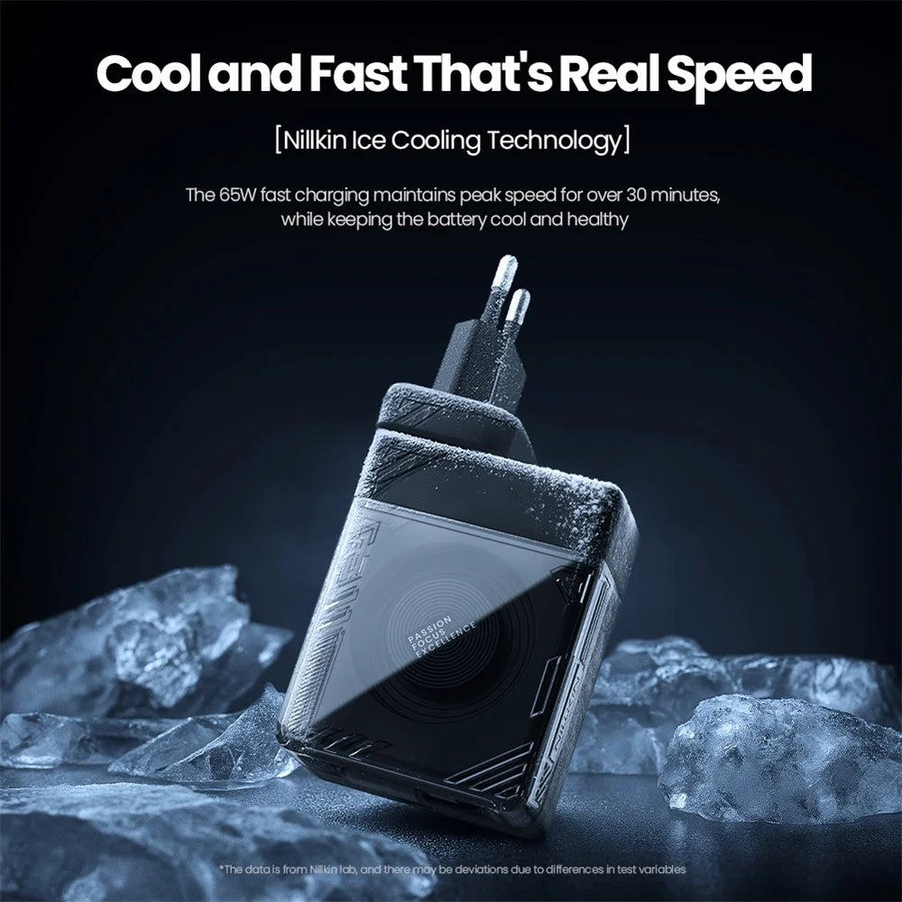 NILLKIN Icecore 65W GaN Fast Wall Charger with Retractable USB-C Cable for Travel, EU Plug - Black - 2