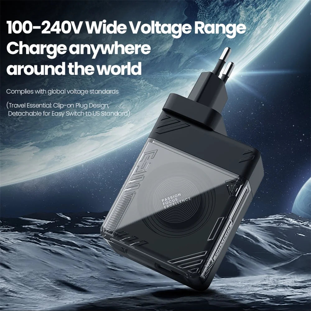 NILLKIN Icecore 65W GaN Fast Wall Charger with Retractable USB-C Cable for Travel, EU Plug - Black - 5