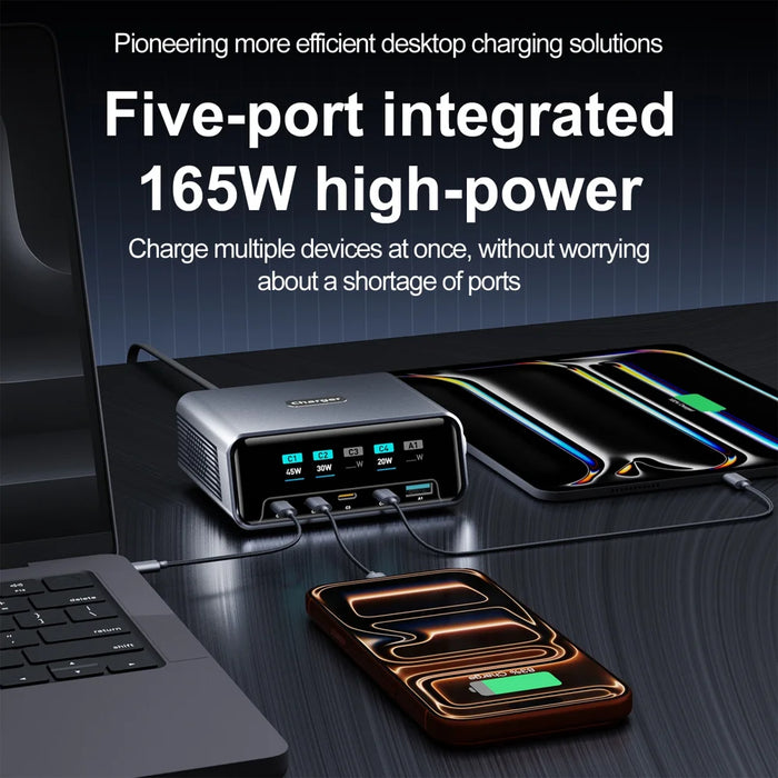 WLX-60G 140W GaN Charger 5 in 1 Smart Display Desktop Fast Charging Station - US Plug - 4