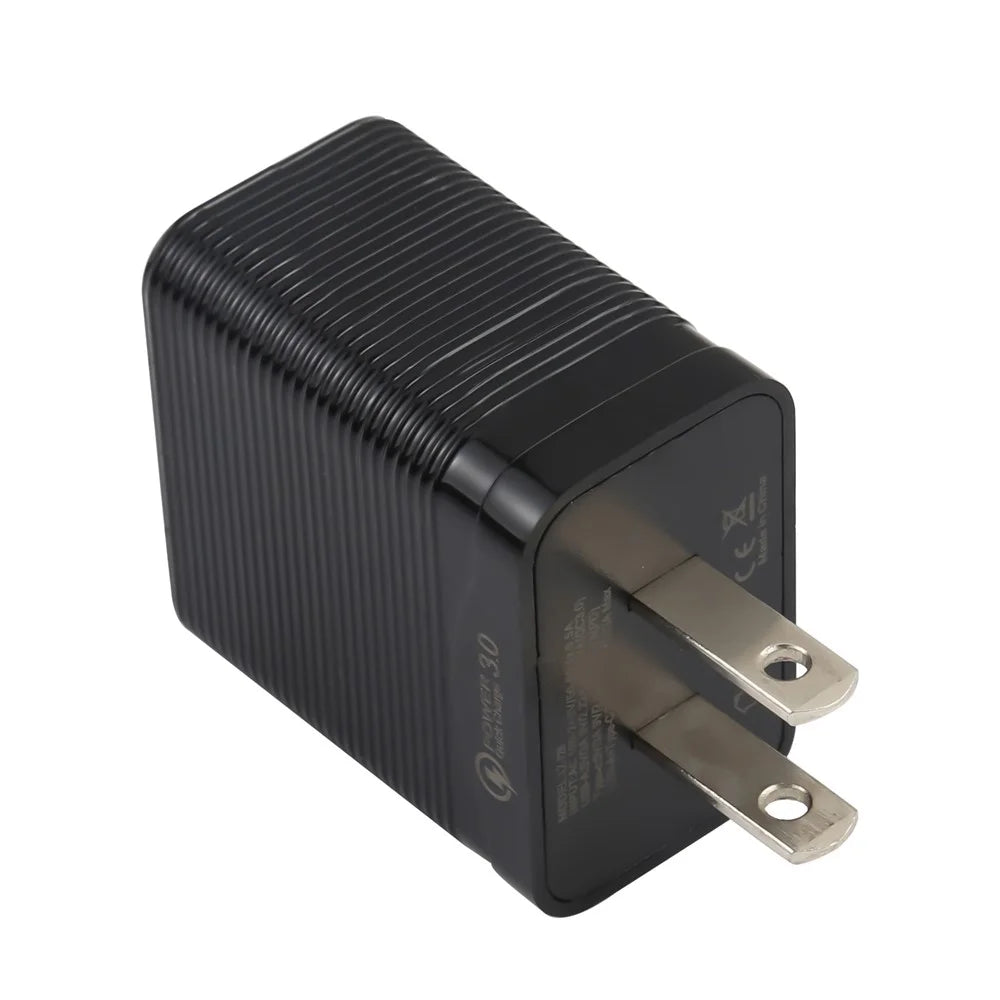 LZ-728 QC 3.0 USB+PD 20W Type-C Travel Wall Charger Fast Charging Phone Adapter for Xiaomi iPhone - Black US Plug - 2