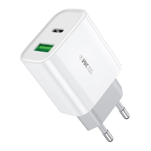 WEKOME WP-U53 20W PD Fast Charging Wall Charger USB-A + Type-C Dual Ports Travel Power Adapter - EU Plug - 1