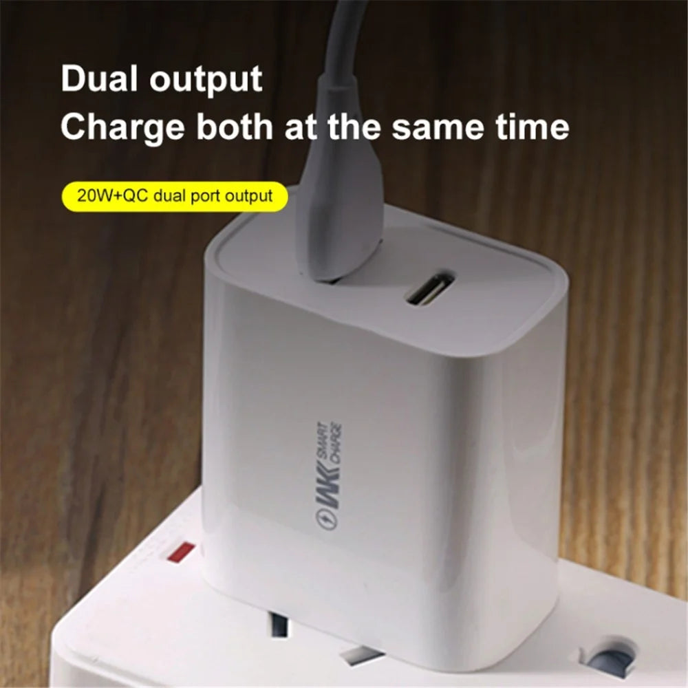 WEKOME WP-U53 20W PD Fast Charging Wall Charger USB-A + Type-C Dual Ports Travel Power Adapter - EU Plug - 2