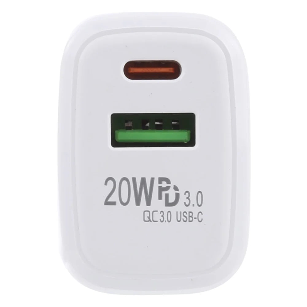 LZ-215A+C 20W QC3.0 USB + PD3.0 Type-C Dual Ports Fast Charging Travel Charger Power Adapter - EU Plug - 5
