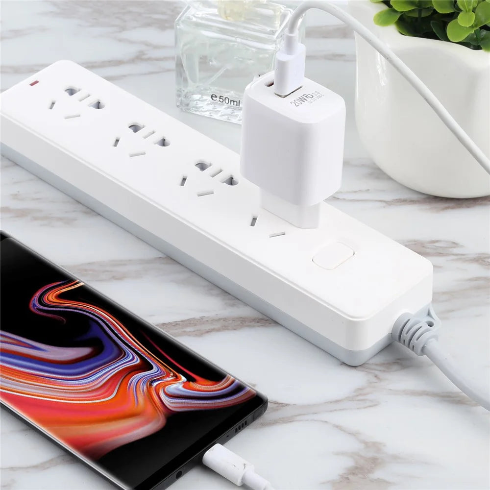 LZ-215A+C 20W QC3.0 USB + PD3.0 Type-C Dual Ports Fast Charging Travel Charger Power Adapter - EU Plug - 7
