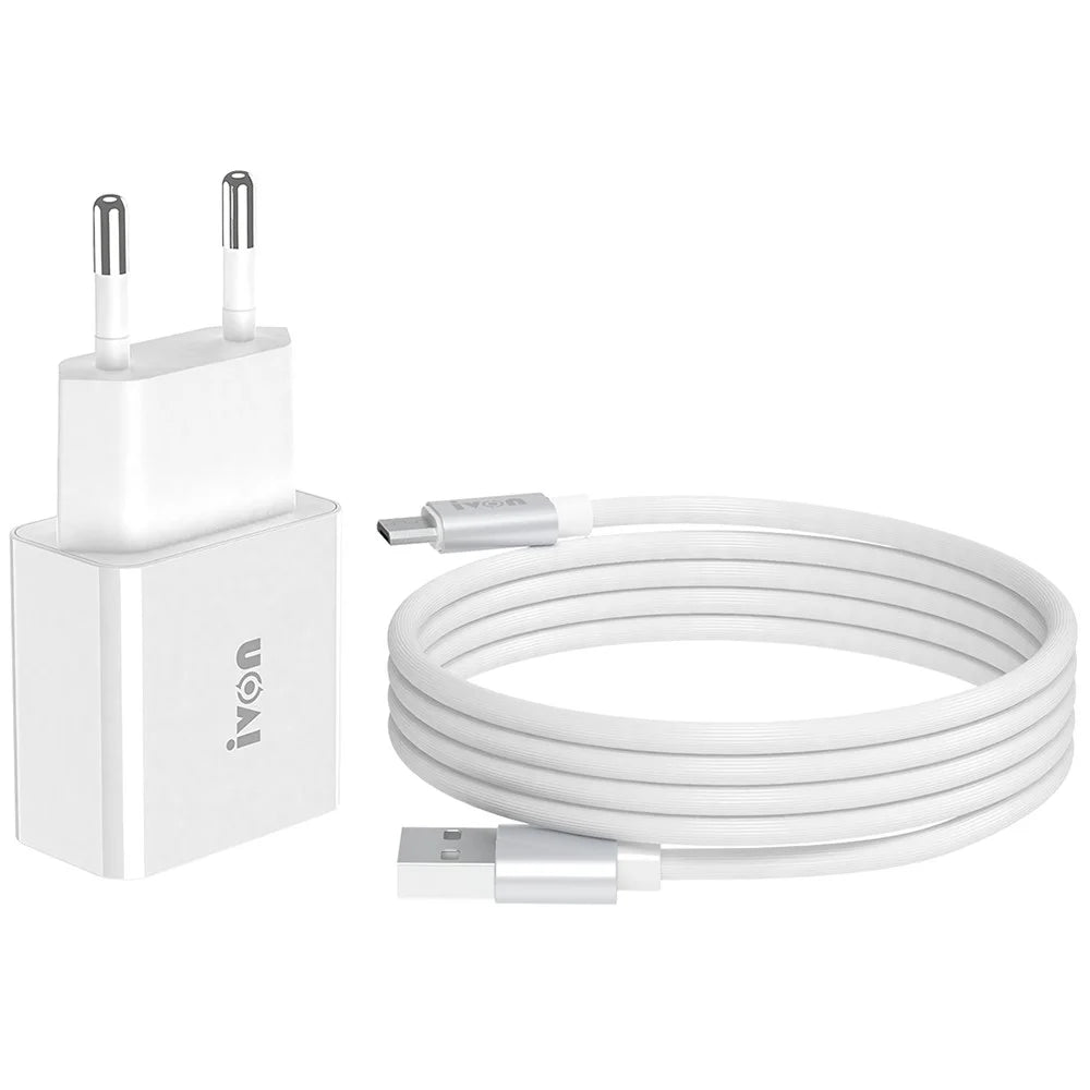IVON AD-35 3A High Current Fast Charger Travel Power Adapter QC3.0 USB Wall Charger + 1m Micro USB Data Cable - EU Plug - 1