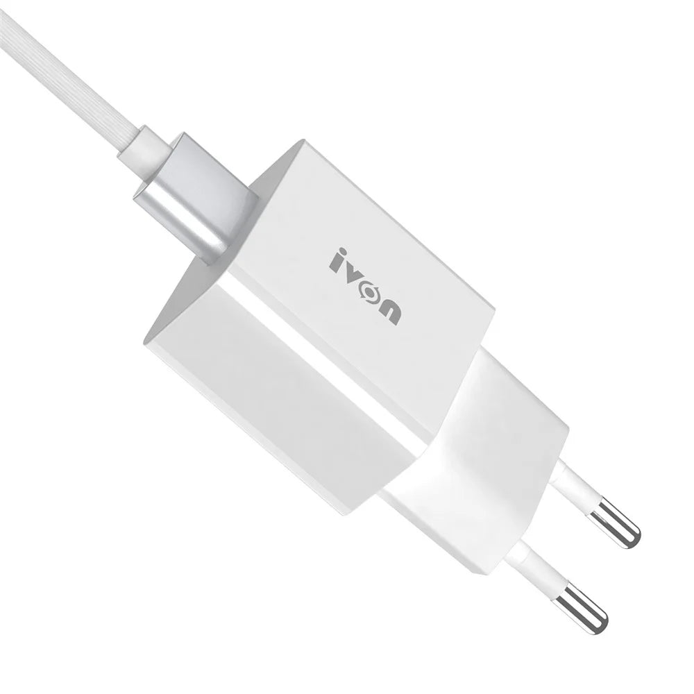 IVON AD-35 3A High Current Fast Charger Travel Power Adapter QC3.0 USB Wall Charger + 1m Micro USB Data Cable - EU Plug - 7