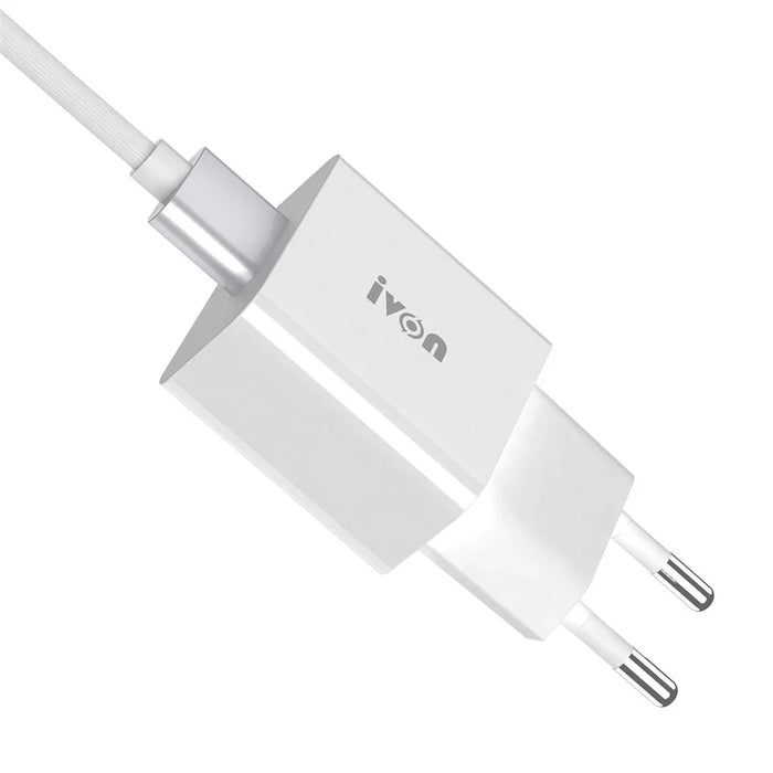 IVON AD-35 3A High Current Fast Charger Travel Power Adapter QC3.0 USB Wall Charger + 1m Micro USB Data Cable - EU Plug - 7