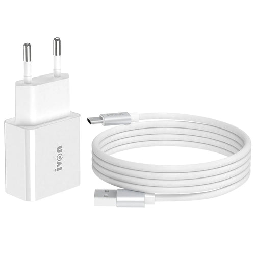 IVON AD-35 3A Fast Charging Travel Power Adapter QC3.0 USB Wall Charger + 1m Type-C Data Cable - EU Plug - 1