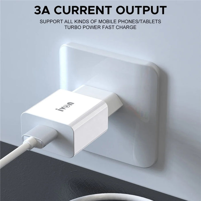 IVON AD-35 3A Fast Charging Travel Power Adapter QC3.0 USB Wall Charger + 1m Type-C Data Cable - EU Plug - 5