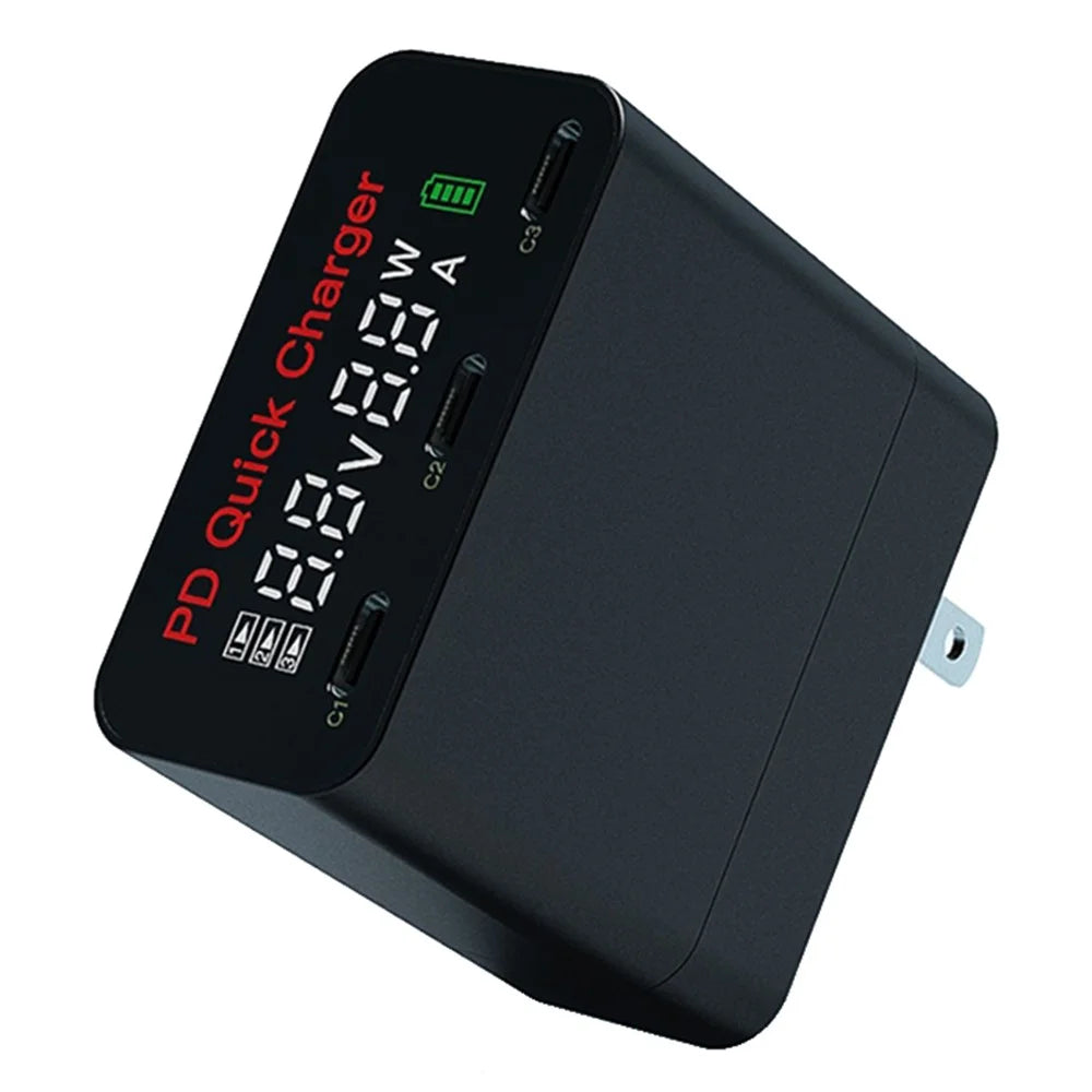 WLX-X8 65W Type C USB Charger with LCD Display Phone Adapter PD Fast Charger for MacBook iPhone 13 12 Pro Max - 1