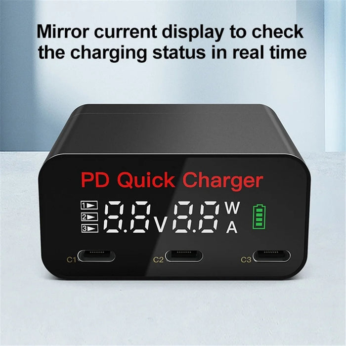 WLX-X8 65W Type C USB Charger with LCD Display Phone Adapter PD Fast Charger for MacBook iPhone 13 12 Pro Max - 3