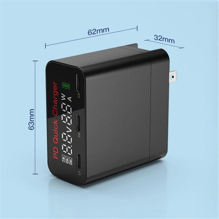 WLX-X8 65W Type C USB Charger with LCD Display Phone Adapter PD Fast Charger for MacBook iPhone 13 12 Pro Max - 7