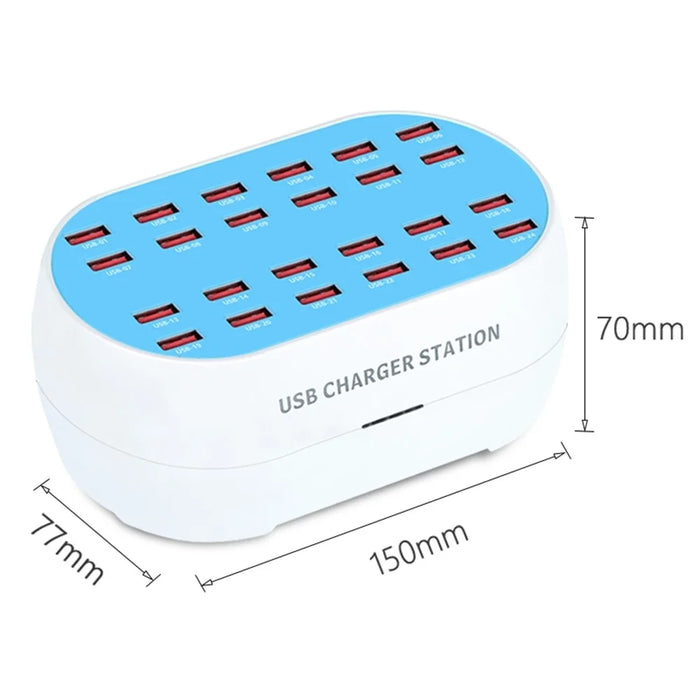 830-24 180W 24 Ports USB Charger Adapter Tablet Phone Charger Desktop USB Charging Station for iPhone Samsung Xiaomi Huawei - US Plug - 7