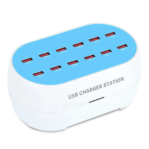 830-12 120W AC100-240V 12 Ports USB Smart Charger Phone Tablet Fan Lamp Charging Dock Splitter Station - US Plug - 1