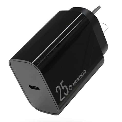 NORTHJO NOPD250601AU PD 25W Type-C Port Fast Charging Adapter Home Travel Wall Charger - AU Plug/Black - 1