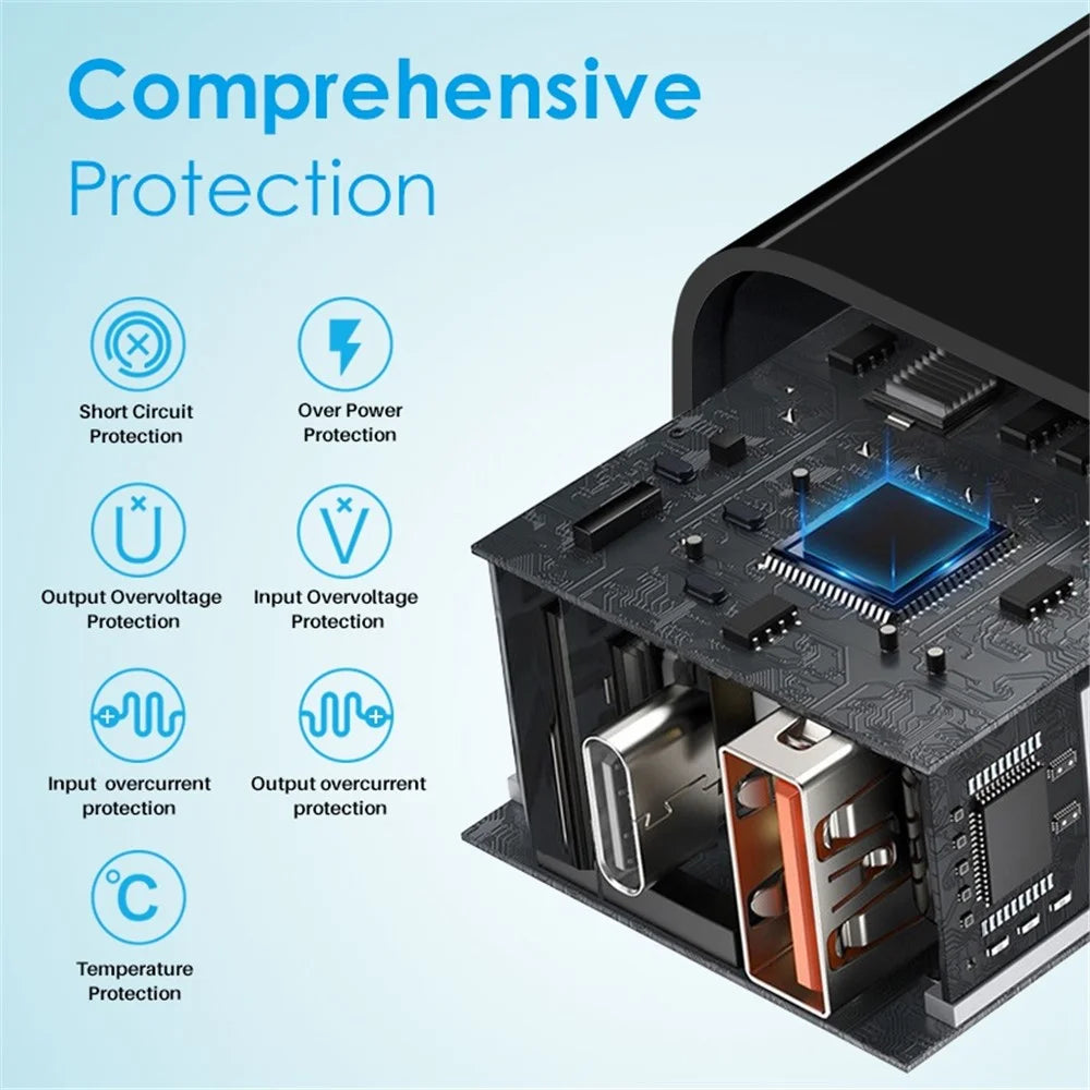 NORTHJO NOPD250602AU USB QC3.0 + Type-C PD 25W Fast Charging Adapter Dual Port Wall Charger - AU Plug/Black - 3
