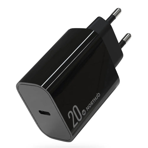 NORTHJO NOPD200601EU PD 20W USB C Single Port Fast Charger Wall Adapter - EU Plug/Black - 1