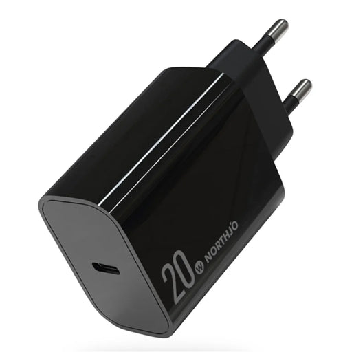 NORTHJO NOPD200601EU PD 20W USB C Single Port Fast Charger Wall Adapter - EU Plug/Black - 1