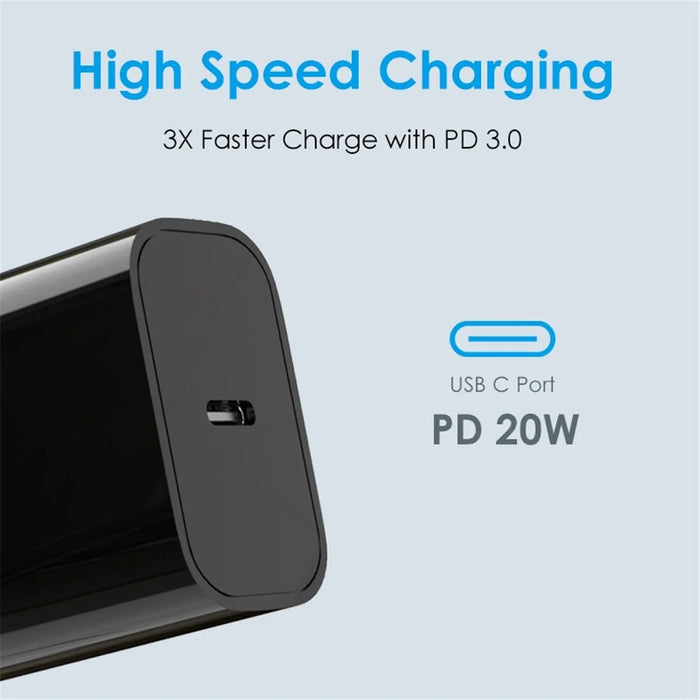 NORTHJO NOPD200601EU PD 20W USB C Single Port Fast Charger Wall Adapter - EU Plug/Black - 4