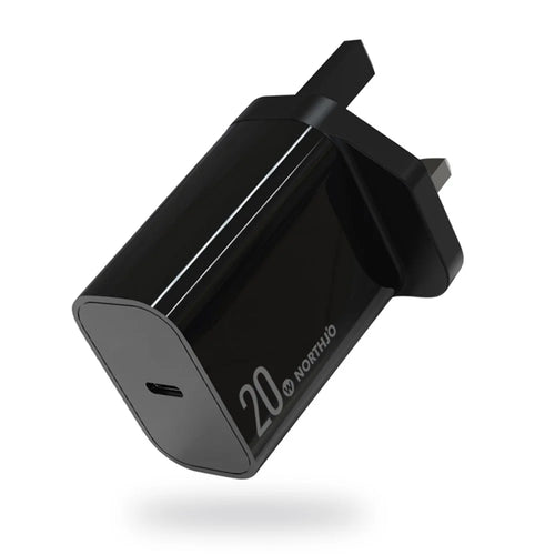 NORTHJO NOPD200601UK Portable Power Adapter PD 20W Fast Type C Charger USB C Charger Block - UK Plug/Black - 1