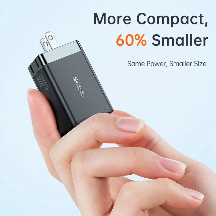 MCDODO MDD 65W GaN5 Mini Fast Charger USB + Dual Type-C Travel Power Adapter - US Plug - 5