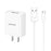 USAMS T21 Single USB Port Travel Wall Charger US Plug Power Adapter with Micro Cable - White - 1