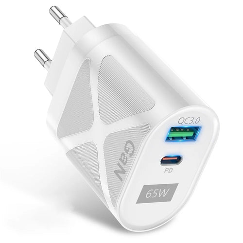 UD7568 PD+QC Fast Charging Charger Type-C + USB-A Power Adapter for Phone Tablet - White / Korea Plug - 1