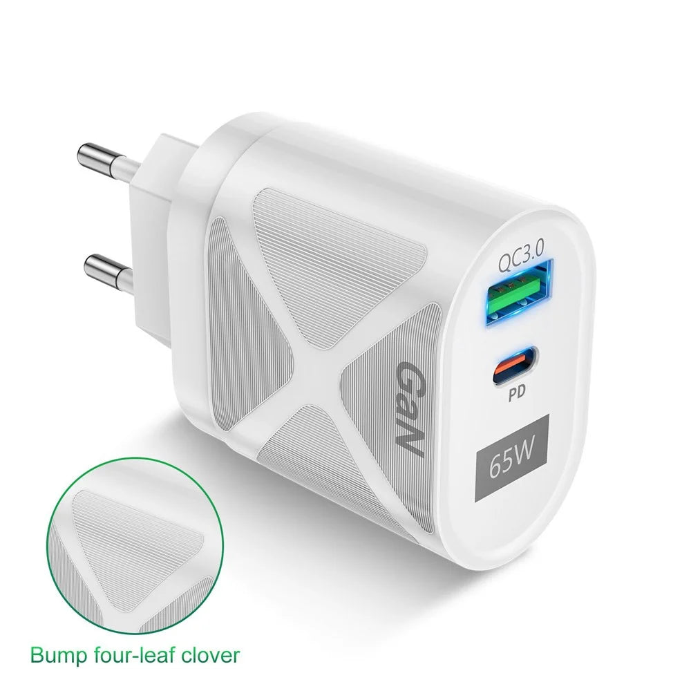 UD7568 PD+QC Fast Charging Charger Type-C + USB-A Power Adapter for Phone Tablet - White / Korea Plug - 2