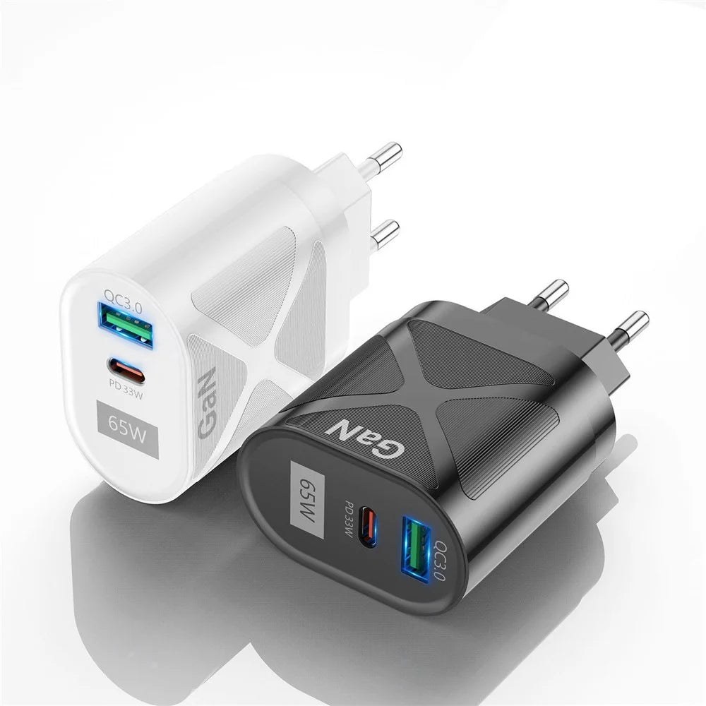 UD7568 PD+QC Fast Charging Charger Type-C + USB-A Power Adapter for Phone Tablet - White / Korea Plug - 5