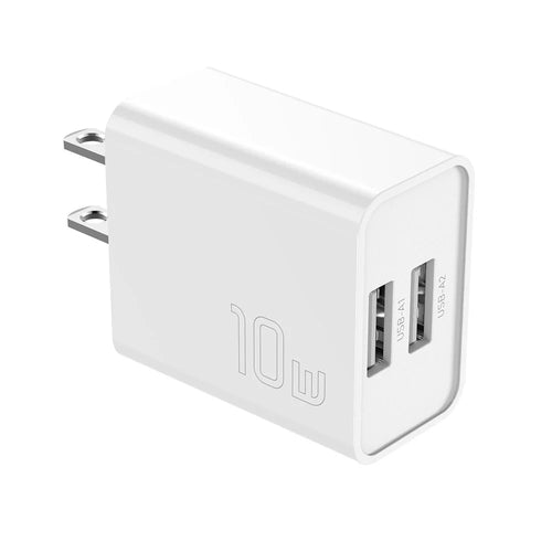 ESSAGER 2A 10W High Power Travel Charger Dual Ports USB Smart Charger, US Plug / White - 1