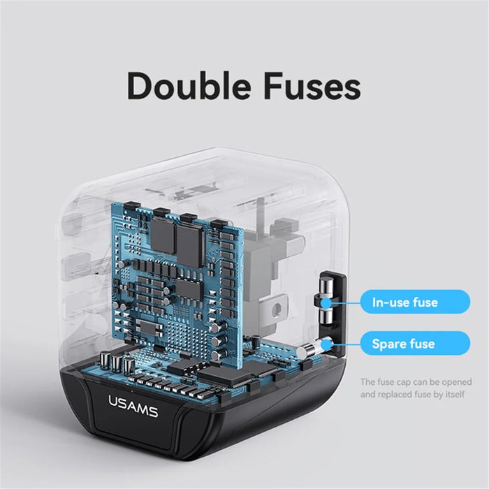 USAMS US-CC173 T55 12W Dual USB Universal Travel Charger US / AU / EU / UK Plug Converter - 3