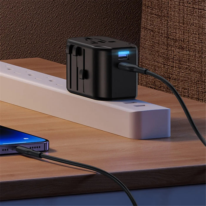 USAMS US-CC173 T55 12W Dual USB Universal Travel Charger US / AU / EU / UK Plug Converter - 4
