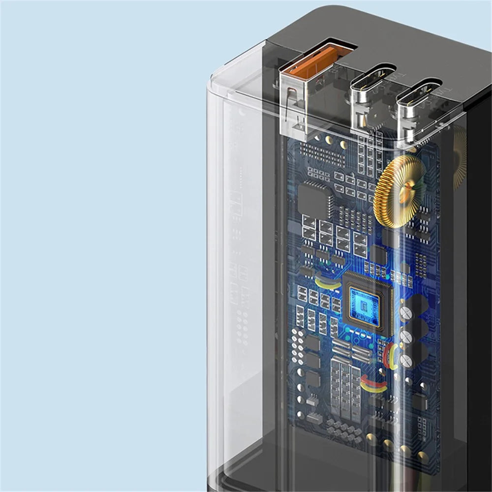 i10 65W Fast Charging GaN Charger 2x Type-C + 1x USB-A PD QC 3.0 Charging Adapter - EU Plug - 7