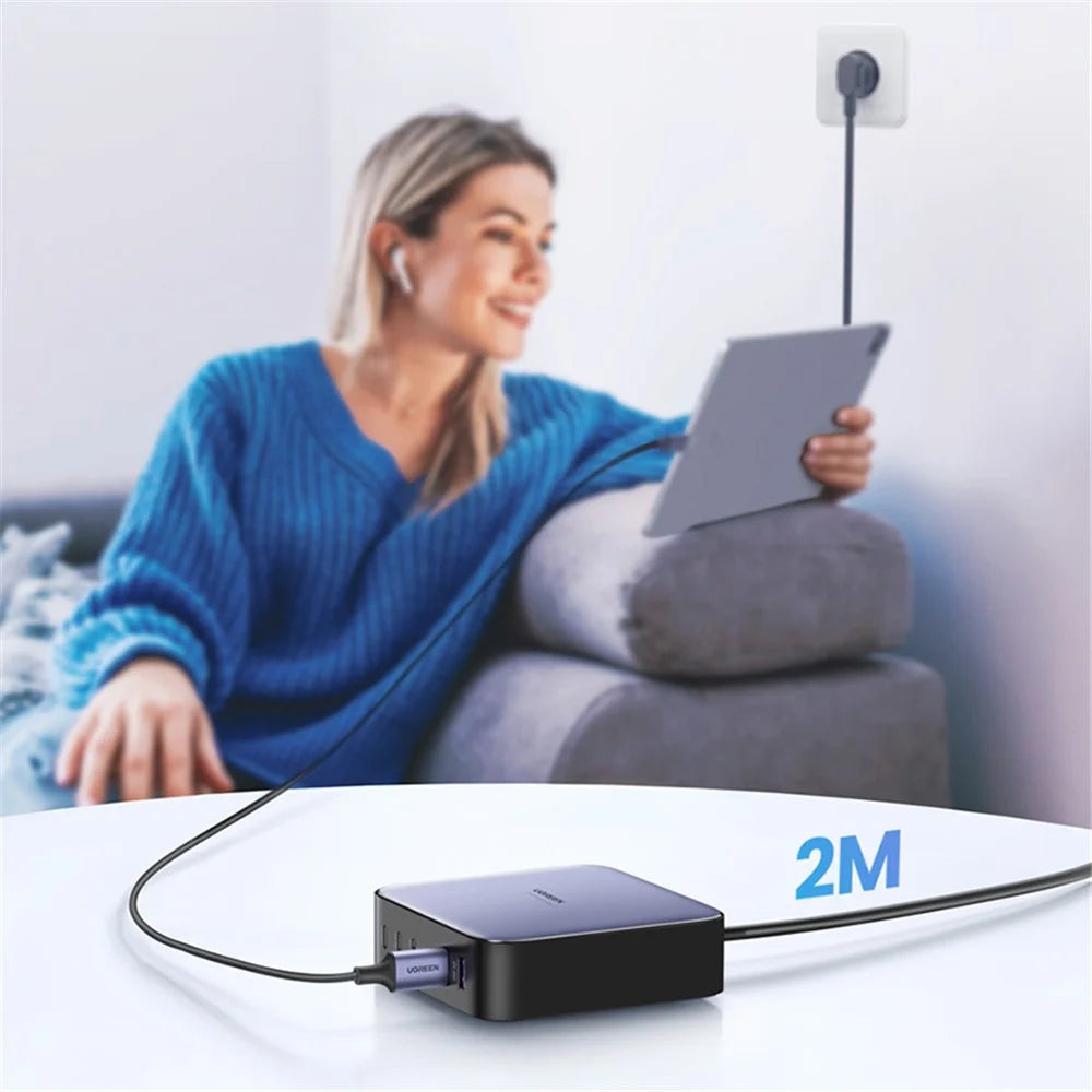 UGREEN 200W 4 USB-C + 2 USB-A GaN Fast Charger Set Multi-Port Desktop Charger with 1m 100W Cable + 1.5m Power Cable - 4