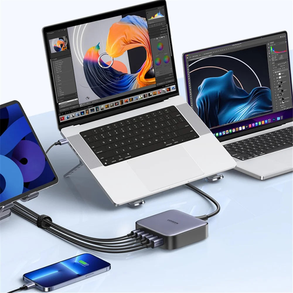 UGREEN 200W 4 USB-C + 2 USB-A GaN Fast Charger Set Multi-Port Desktop Charger with 1m 100W Cable + 1.5m Power Cable - 7