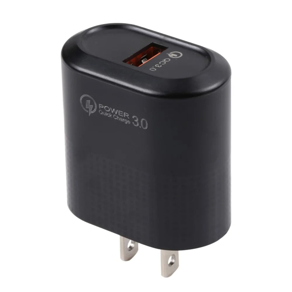 LZ-2117 18W QC3.0 3.1A USB Single Port Wall Charger Phone Tablet Fast Charging Adapter - Black / US Plug - 1