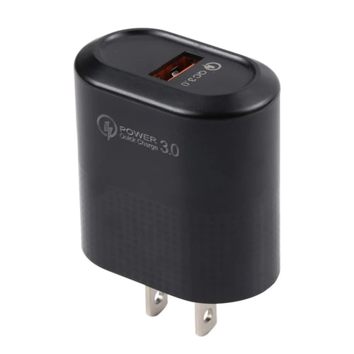LZ-2117 18W QC3.0 3.1A USB Single Port Wall Charger Phone Tablet Fast Charging Adapter - Black / US Plug - 1