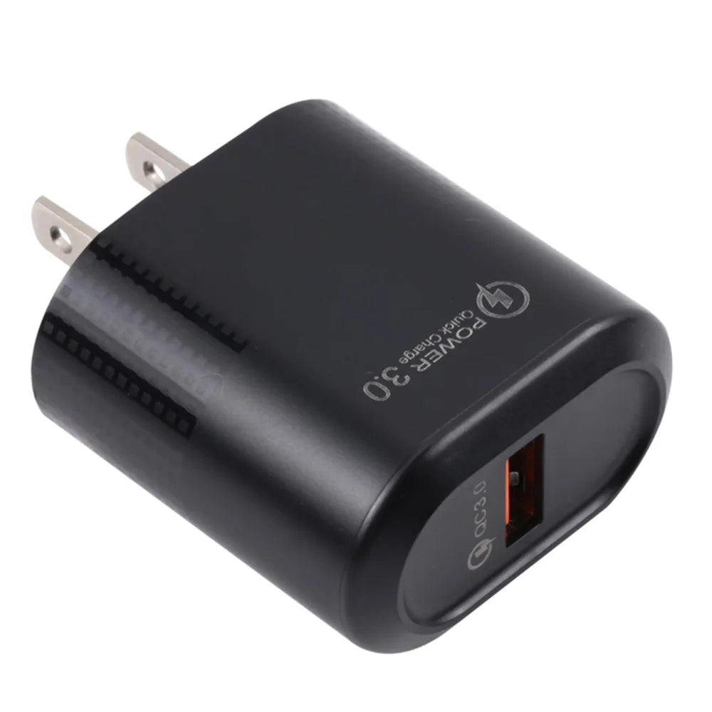 LZ-2117 18W QC3.0 3.1A USB Single Port Wall Charger Phone Tablet Fast Charging Adapter - Black / US Plug - 3