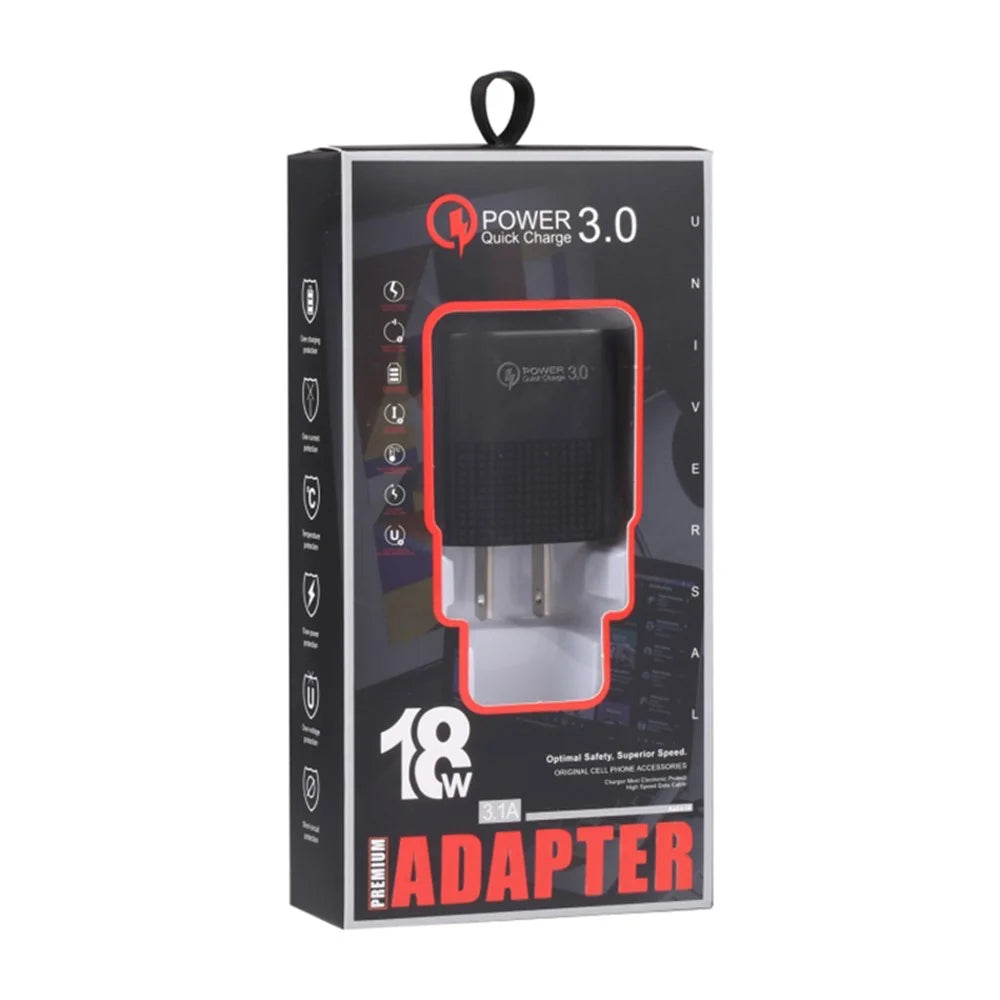 LZ-2117 18W QC3.0 3.1A USB Single Port Wall Charger Phone Tablet Fast Charging Adapter - Black / US Plug - 6