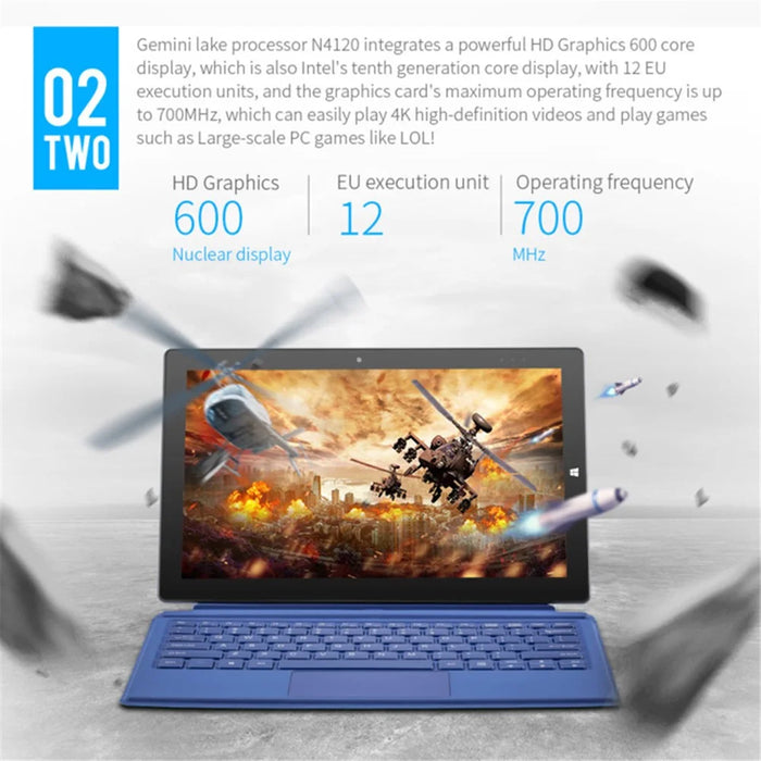 CENAVA W11 11.6-inch Tablet 8GB+128GB Intel N4120 Win10 Quad Core Dual Camera Tablet - Blue - 7