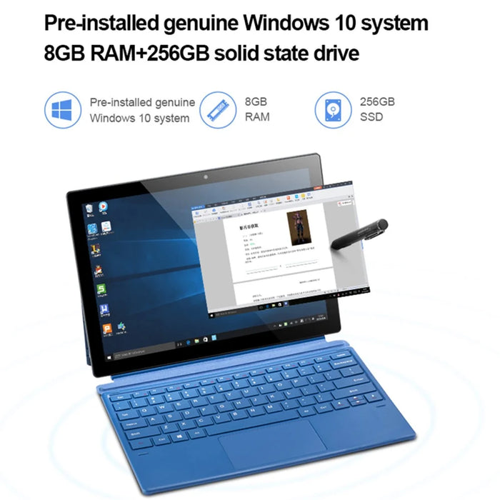 CENAVA W12 12.3-inch Tablet 8GB+256GB Qualcomm 850 Win10 Dual Camera Tablet with Folding Bracket - Blue - 3