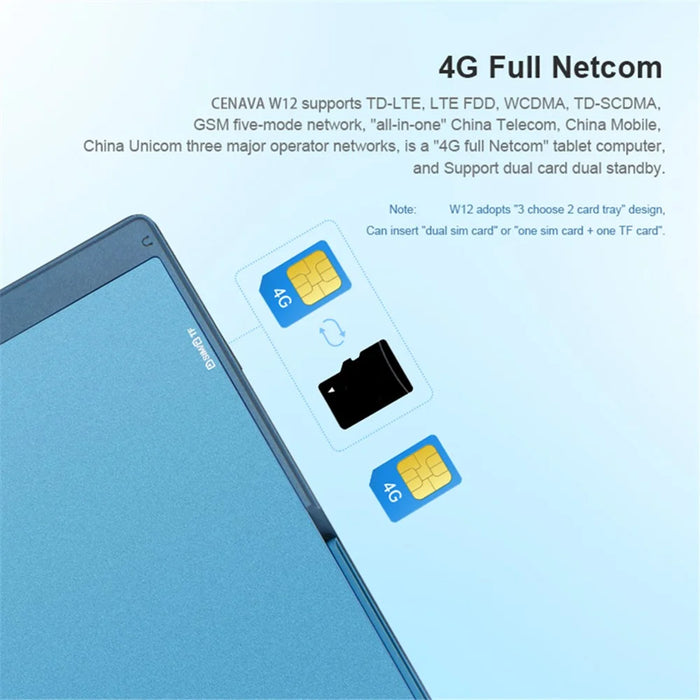 CENAVA W12 12.3-inch Tablet 8GB+256GB Qualcomm 850 Win10 Dual Camera Tablet with Folding Bracket - Blue - 7