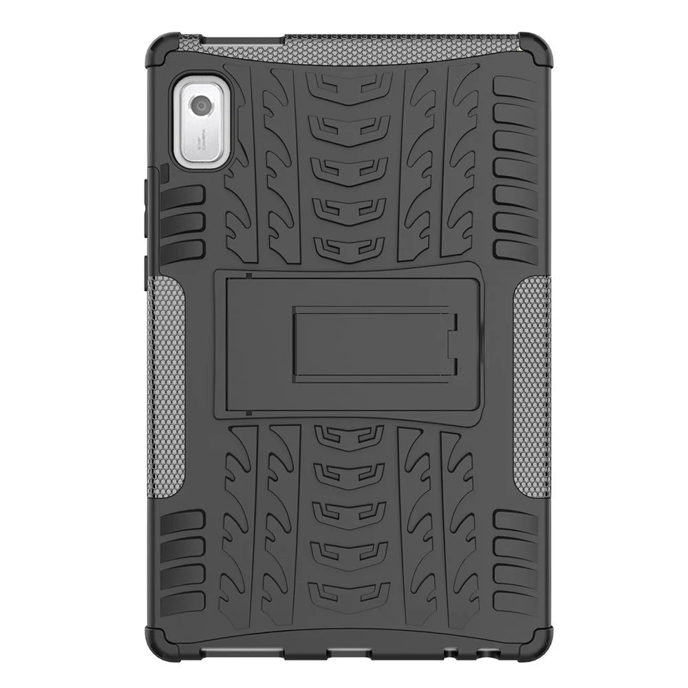 For Lenovo Tab M9 Tyre Pattern Kickstand Case PC+TPU Shockproof Tablet Cover - Black - 2