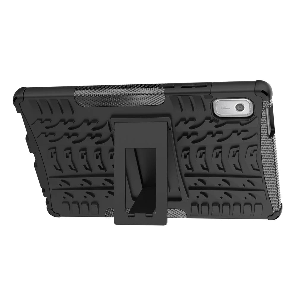 For Lenovo Tab M9 Tyre Pattern Kickstand Case PC+TPU Shockproof Tablet Cover - Black - 5
