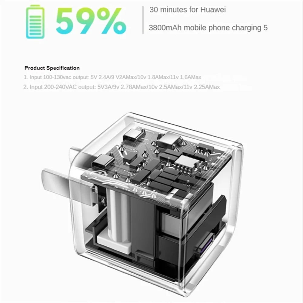 HUAWEI P0011 Mini Super Fast Charger (Max 25W) USB-C Portable Charger Adapter with Type-C to Type-C Cable (CN Plug) - 2