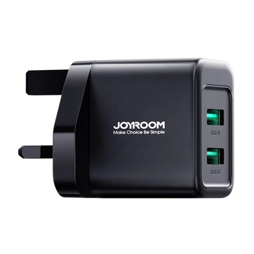 JOYROOM TCN01 2.4A 2USB Fast Charger Adapter Portable Mini Wall Charger Block for Cell Phones (UK Plug) - Black - 1