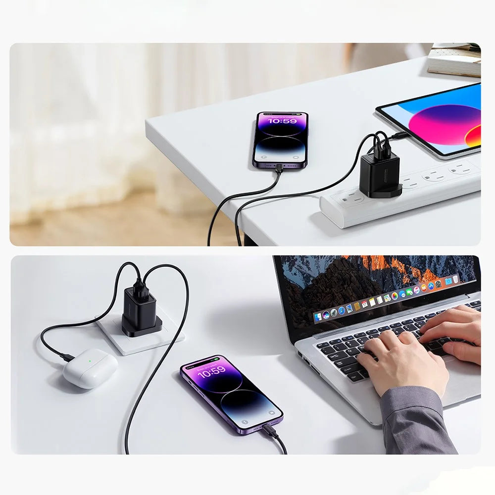 JOYROOM TCN01 2.4A 2USB Fast Charger Adapter Portable Mini Wall Charger Block for Cell Phones (UK Plug) - Black - 6
