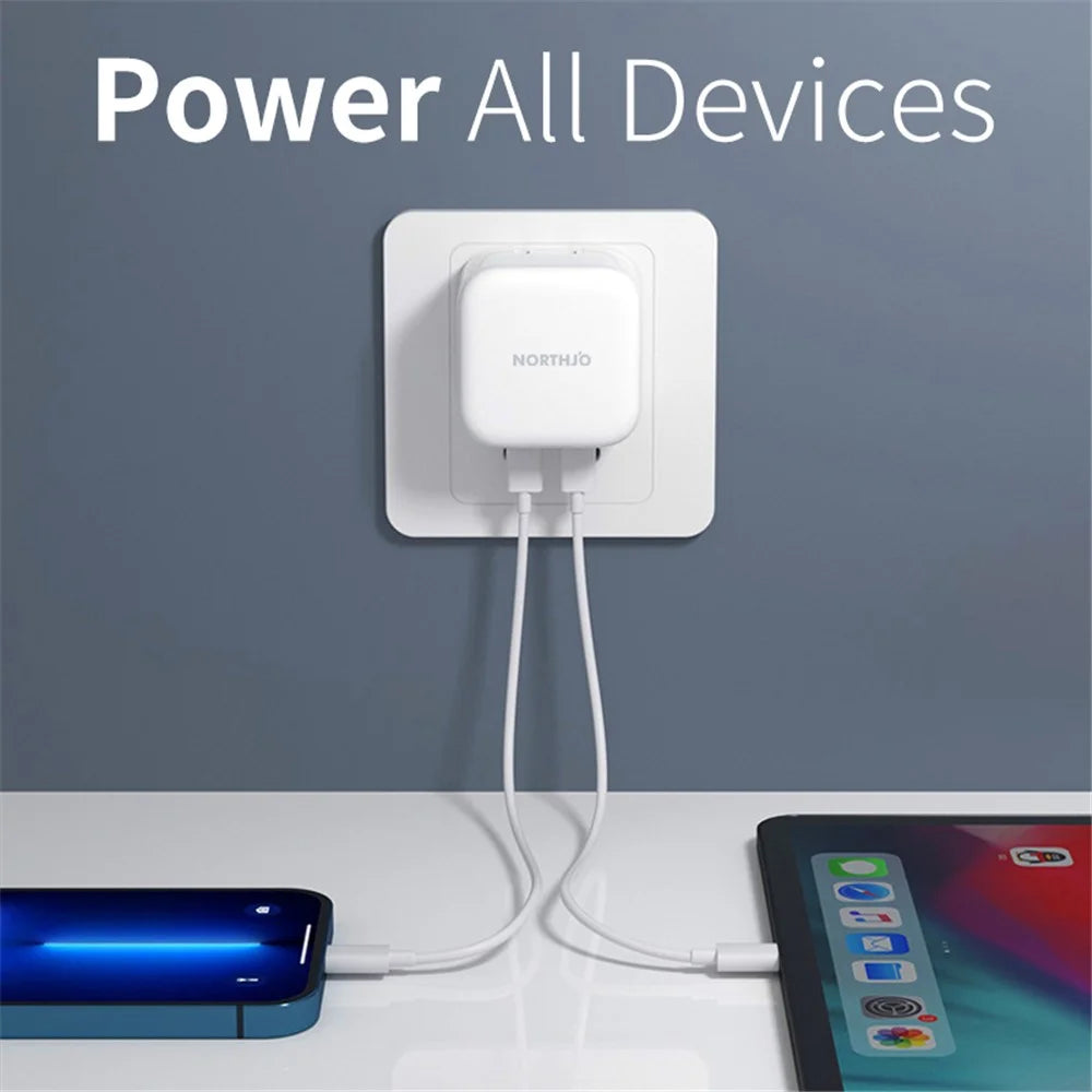 NORTHJO NOGAN3502 PD 35W GaN Fast Charger Dual Type-C PPS Charging Station Adapter - White / UK Plug - 3