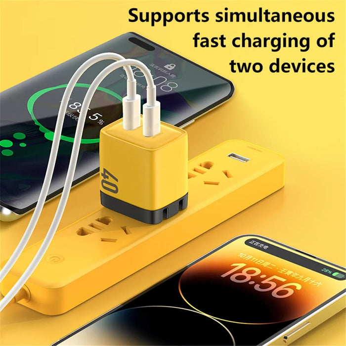 WEKOME WP-U128 40W GaN Dual Type-C Port Wall Charger Phone Fast Charging Adapter - UK Plug - 3
