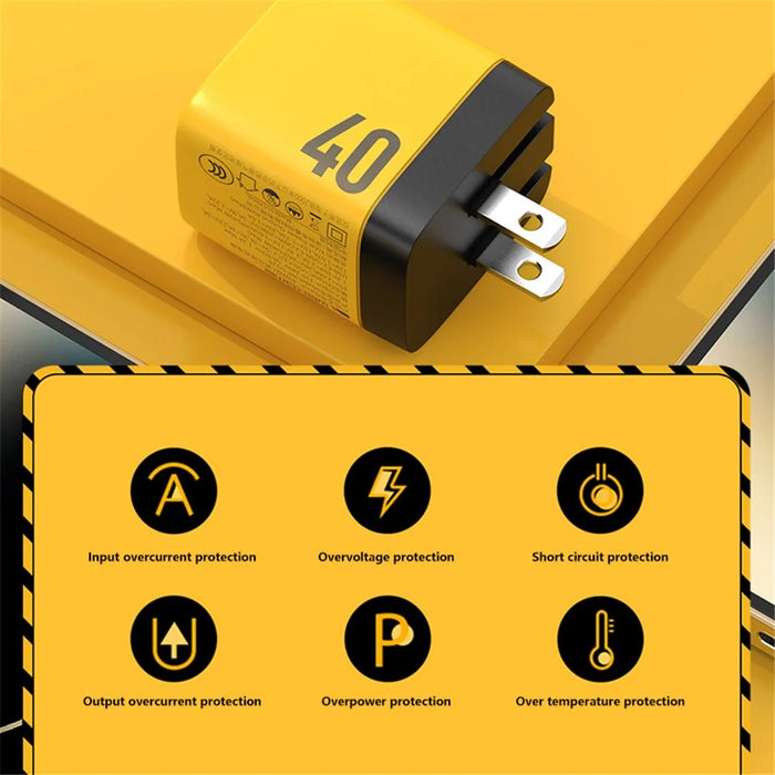 WEKOME WP-U128 40W GaN Dual Type-C Port Wall Charger Phone Fast Charging Adapter - UK Plug - 4